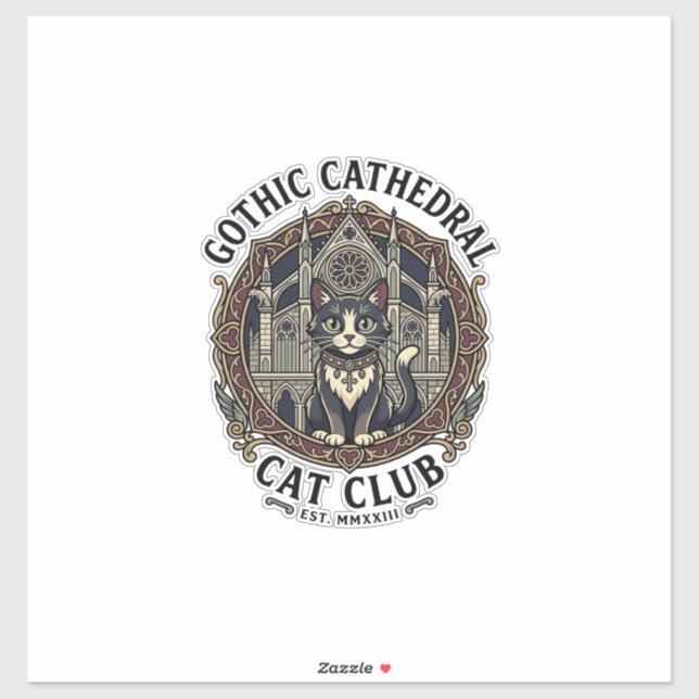 Gothic Cathedral Cat Cat Graphic Tee Art - Gothic  (Sheet)