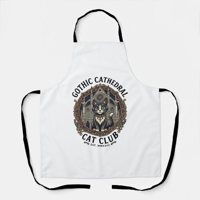 Gothic Cathedral Cat Cat Graphic Tee Art - Gothic  Apron (Front)