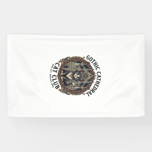 Gothic Cathedral Cat Cat Graphic Tee Art - Gothic Banner