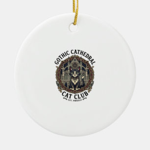 Gothic Cathedral Cat Cat Graphic Tee Art - Gothic  Ceramic Ornament