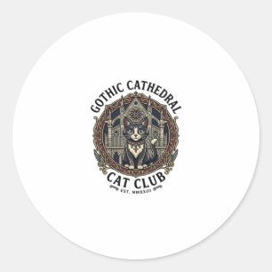 Gothic Cathedral Cat Cat Graphic Tee Art - Gothic Classic Round Sticker