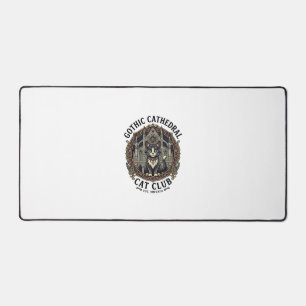 Gothic Cathedral Cat Cat Graphic Tee Art - Gothic Desk Mat