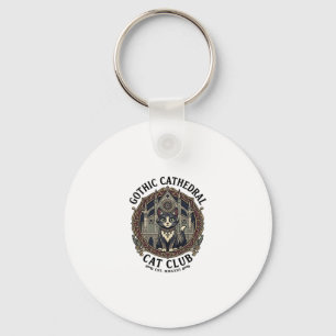 Gothic Cathedral Cat Cat Graphic Tee Art - Gothic Key Ring