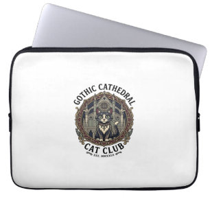 Gothic Cathedral Cat Cat Graphic Tee Art - Gothic Laptop Sleeve