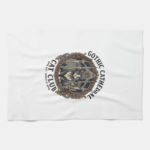 Gothic Cathedral Cat Cat Graphic Tee Art - Gothic Tea Towel
