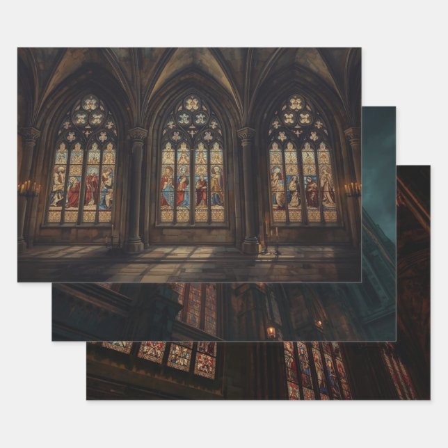 Gothic Cathedral Window Decoupage Paper – Dark Med (Set)
