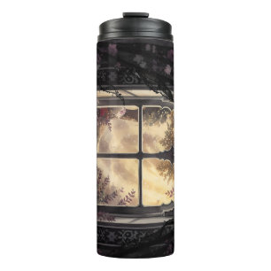 Gothic Cathedral Window Purple Roses Art Thermal Tumbler