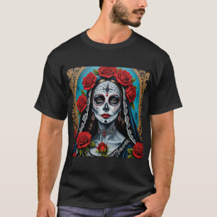 Gothic Catrina with Roses Day of Dead Tee