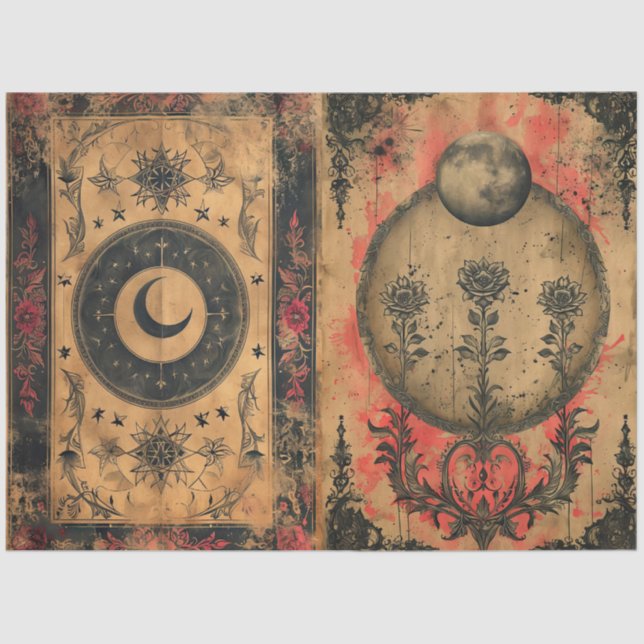 Gothic Celestial Old Paper Decoupage (Front)