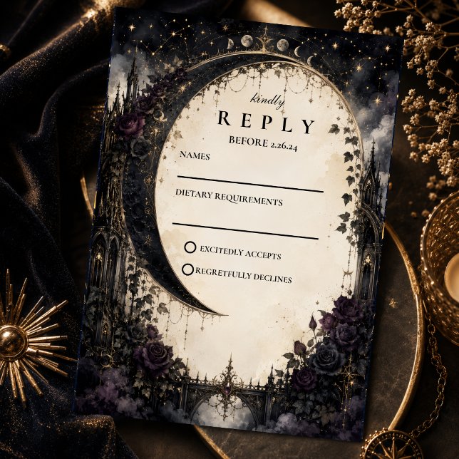 Gothic Celestial Wedding RSVP Card (Creator Uploaded)