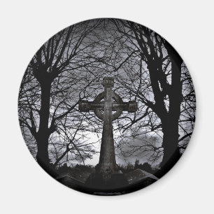 Gothic celtic cross grave magnet