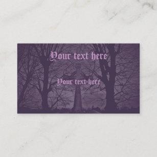 Gothic celtic cross tombstone purple business card
