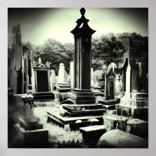 Gothic Cemetary Retro Photograph Poster
