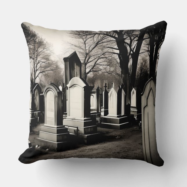 Gothic Cemetary Retro Style Photograph Cushion (Front)