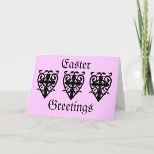 Gothic cemetery cross and heart Easter pink Holiday Card