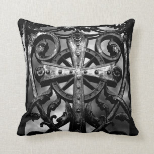 Gothic cemetery cross crypt door spooky cushion