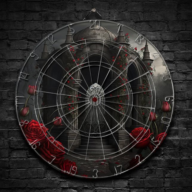 Gothic Cemetery Gazebo with Red Roses at Night Dartboard (Creator Uploaded)