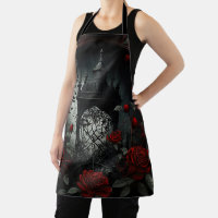Gothic Cemetery Rose Garden with Red and Black