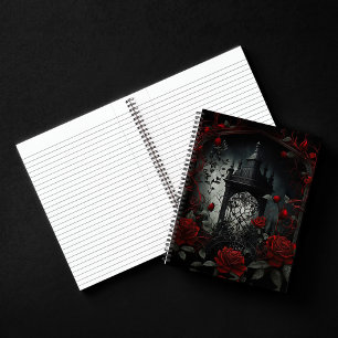 Gothic Cemetery Rose Garden with Red and Black Notebook