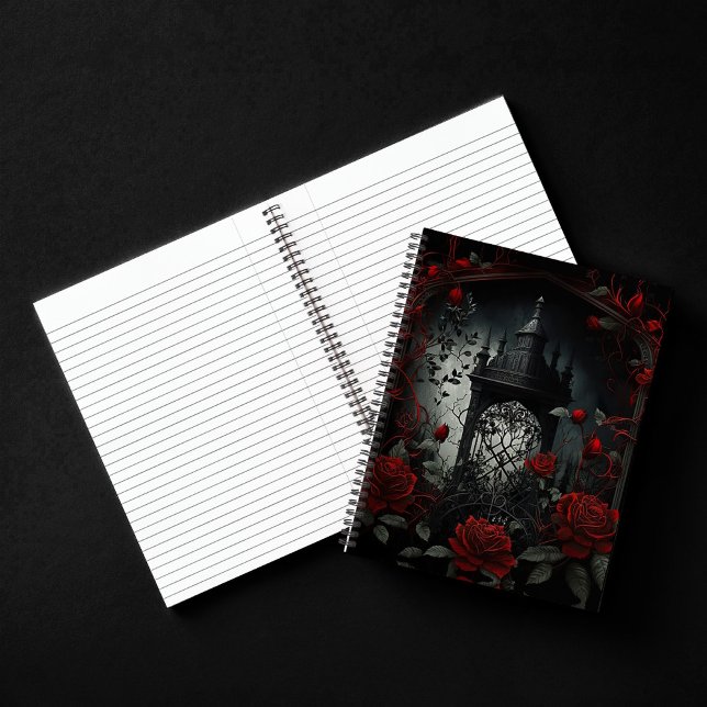 Gothic Cemetery Rose Garden with Red and Black Notebook (Creator Uploaded)