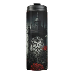 Gothic Cemetery Rose Garden with Red and Black Thermal Tumbler
