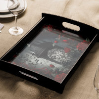 Gothic Cemetery Rose Garden with Red and Black