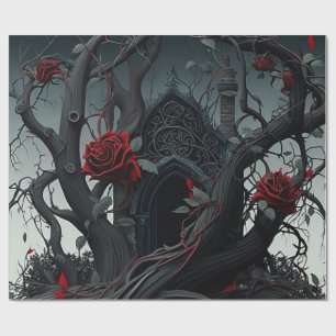 Gothic Cemetery Rose Garden Wrapping Paper