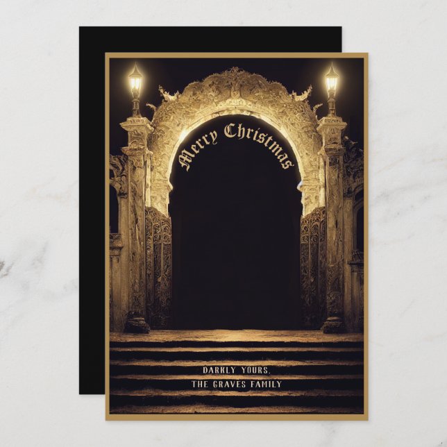 Gothic Cemetery Scene Merry Christmas Holiday Card (Front/Back)