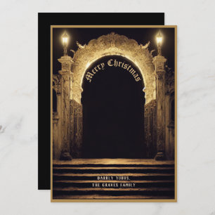 Gothic Cemetery Scene Merry Christmas Holiday Card