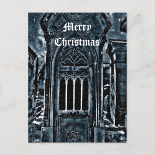 Gothic cemetery scene Merry Christmas Holiday Postcard