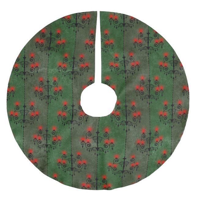 Gothic Chandelier Pattern Holiday Brushed Polyester Tree Skirt (Front)