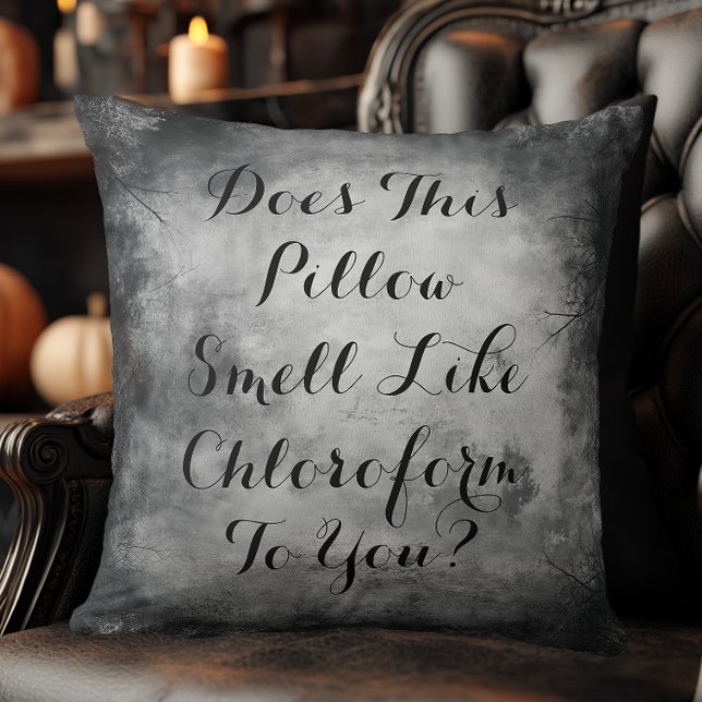 Gothic Chloroform Funny Halloween Cushion (Funny Halloween Throw Pillow)