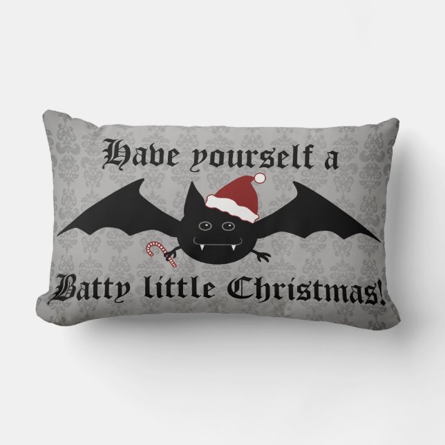 Gothic Christmas bat decor Lumbar Cushion (Front)