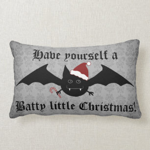 Gothic Christmas bat decor Lumbar Cushion