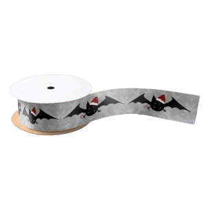 Gothic Christmas bats festive pattern Satin Ribbon