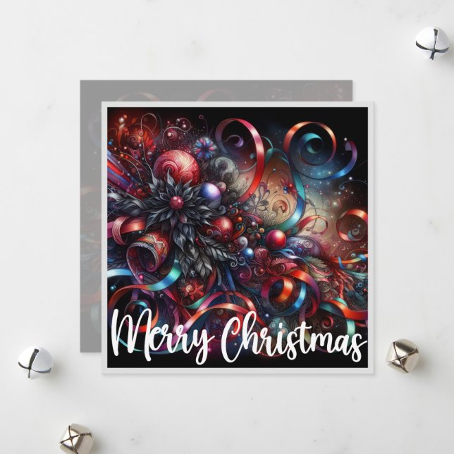 Gothic Christmas Bells  Holiday Card (Front/Back In Situ)