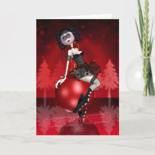 Gothic Christmas Card - Ballet Dancer - Baubles
