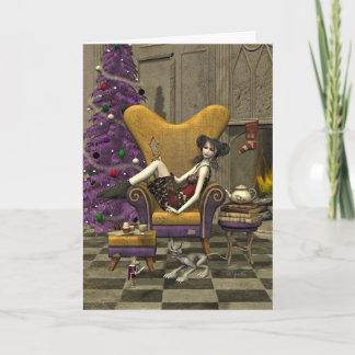 Gothic Christmas Card - "Waiting for Santa"
