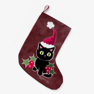 Gothic Christmas Cat Red Small Christmas Stocking