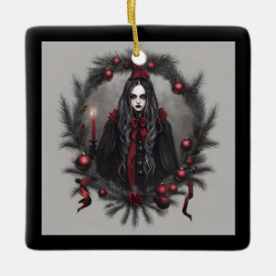 Gothic Christmas Ceramic Ornament