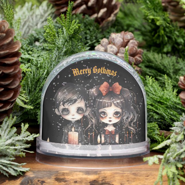 Gothic Christmas Couple With Photo Snow Globe (Winter)