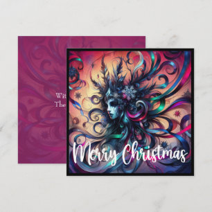 Gothic Christmas Dark Goth Ribbons Ice Crystals Holiday Card