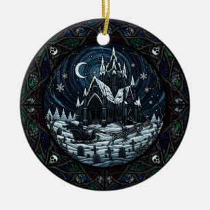 Gothic Christmas Graveyard Santa  Ceramic Ornament