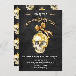 Gothic Christmas Party Gold & Black Invitation