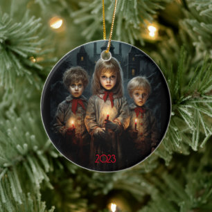 Gothic Christmas Past Ceramic Ornament