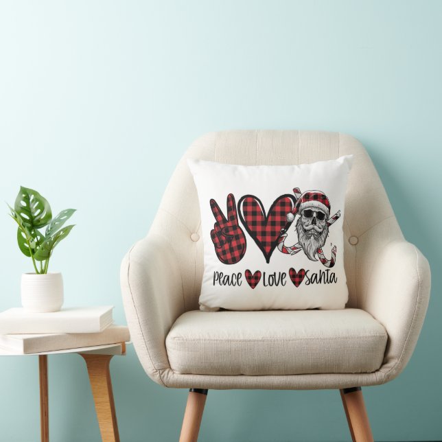 Gothic Christmas | Peace Love and Santa Skull Cushion (Chair)