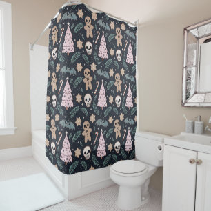 Gothic Christmas Pink and Black Decor Shower Curtain