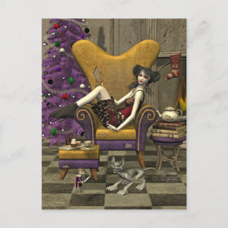 Gothic Christmas Postcard - "Waiting for Santa"