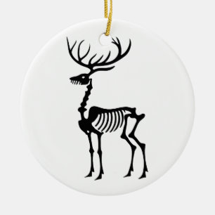 Gothic Christmas reindeer skeleton Ceramic Ornament
