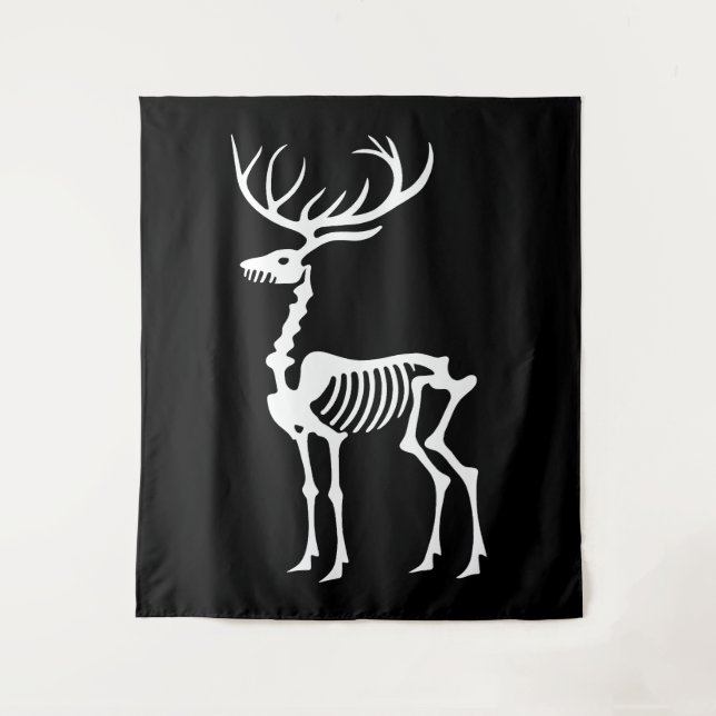 Gothic Christmas reindeer skeleton Tapestry (Front)